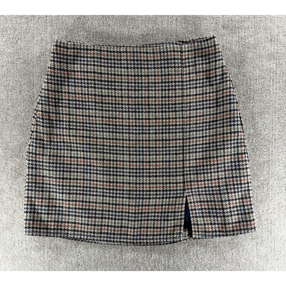 Old Navy Plaid Mini Skirt Womens Medium Brown Blue Preppy Academia